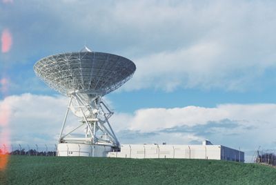Large satellite dish pointing skywards